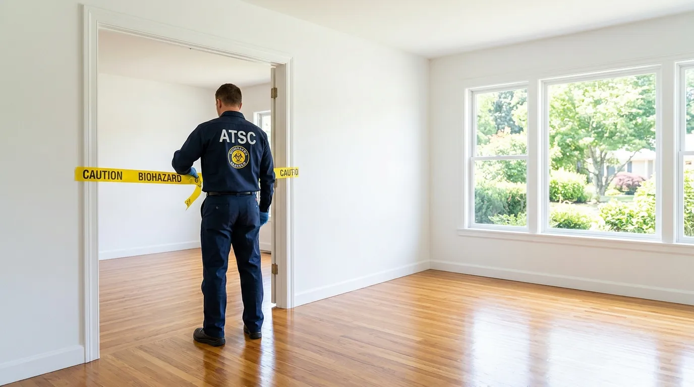 Certified biohazard cleanup crew performing Trauma Scene Cleanup in Muscoy